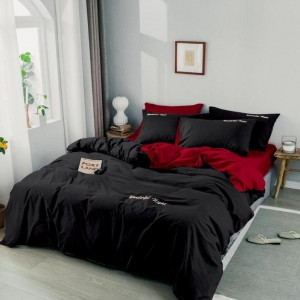 Комплект постельного белья Alanna Vega однотонный с вышивкой AVOV027 Двуспальный