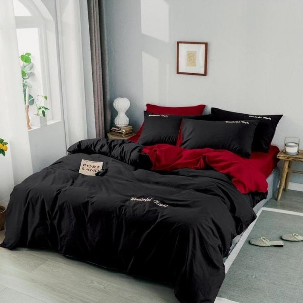 Комплект постельного белья Alanna Vega однотонный с вышивкой AVOV027 Евро
