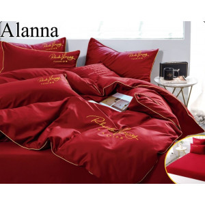 Комплект постельного белья Alanna Однотонный с вышивкой на резинке по кругу ALAOVR24 Семейное