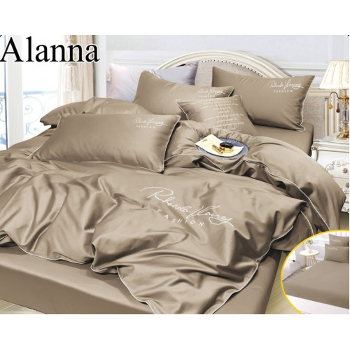 Комплект постельного белья Alanna Однотонный с вышивкой на резинке по кругу ALAOVR22 Двуспальный