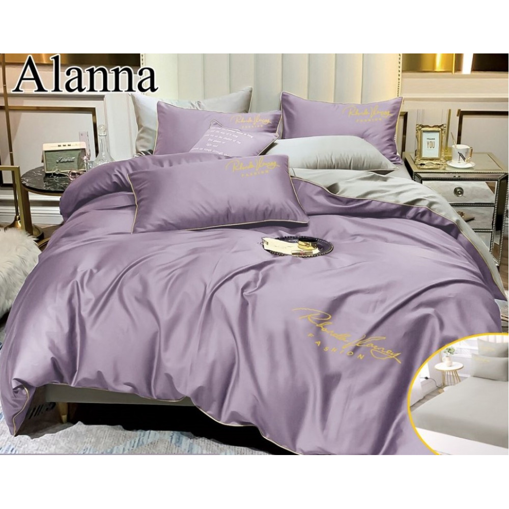 Комплект постельного белья Alanna Однотонный с вышивкой на резинке по кругу ALAOVR21 Двуспальный