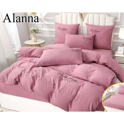 Комплект постельного белья Alanna Однотон с вышивкой на резинке по кругу ALAOVR20 Полутораспальный