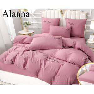 Комплект постельного белья Alanna Однотонный с вышивкой на резинке по кругу ALAOVR20 Двуспальный