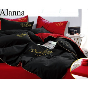 Комплект постельного белья Alanna Однотонный с вышивкой на резинке по кругу ALAOVR18 Евро