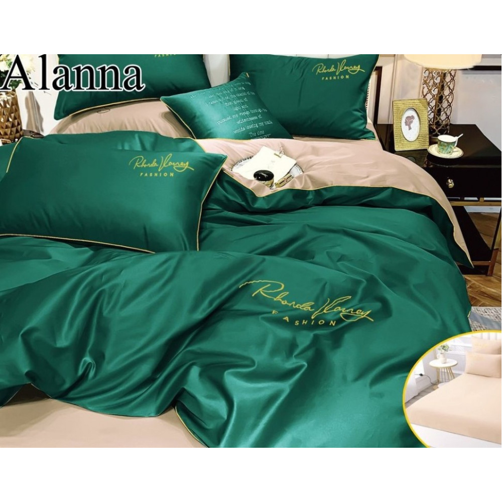 Комплект постельного белья Alanna Однотонный с вышивкой на резинке по кругу ALAOVR12 Семейное