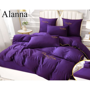 Комплект постельного белья Alanna Однотонный с вышивкой на резинке по кругу ALAOVR11 Семейное