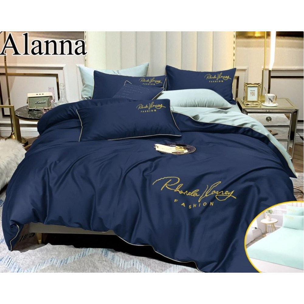 Комплект постельного белья Alanna Однотонный с вышивкой на резинке по кругу ALAOVR10 Двуспальный