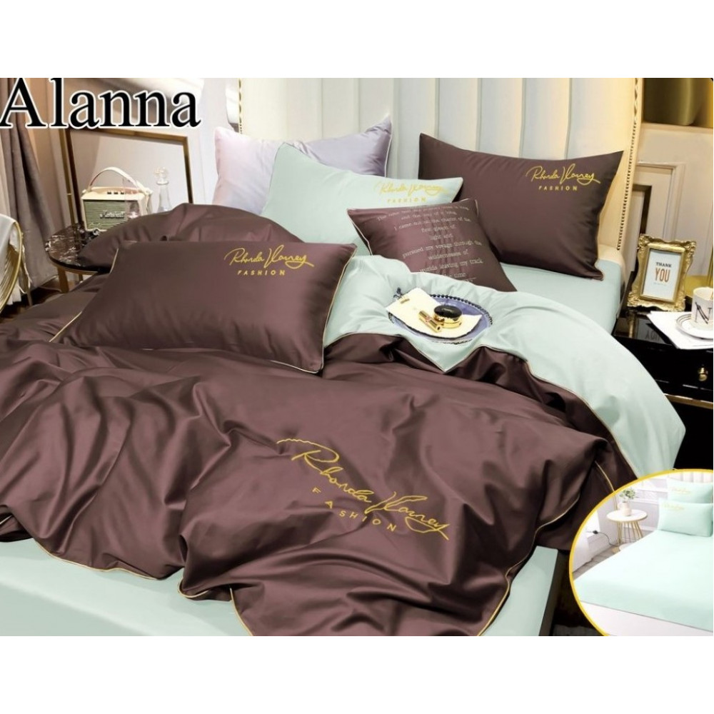 Комплект постельного белья Alanna Однотонный с вышивкой на резинке по кругу ALAOVR01 Двуспальный