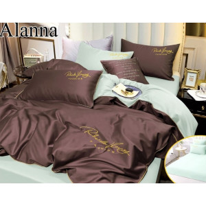 Комплект постельного белья Alanna Однотонный с вышивкой на резинке по кругу ALAOVR01 Двуспальный