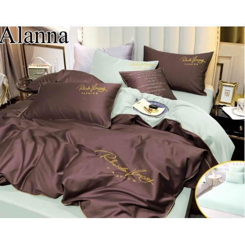Комплект постельного белья Alanna Однотонный с вышивкой на резинке по кругу ALAOVR01 Евро
