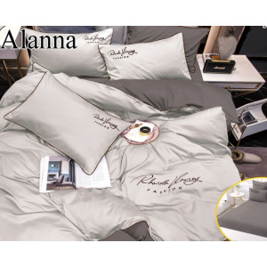 Комплект постельного белья Alanna Однотонный с вышивкой на резинке по кругу ALAOVR02 Евро