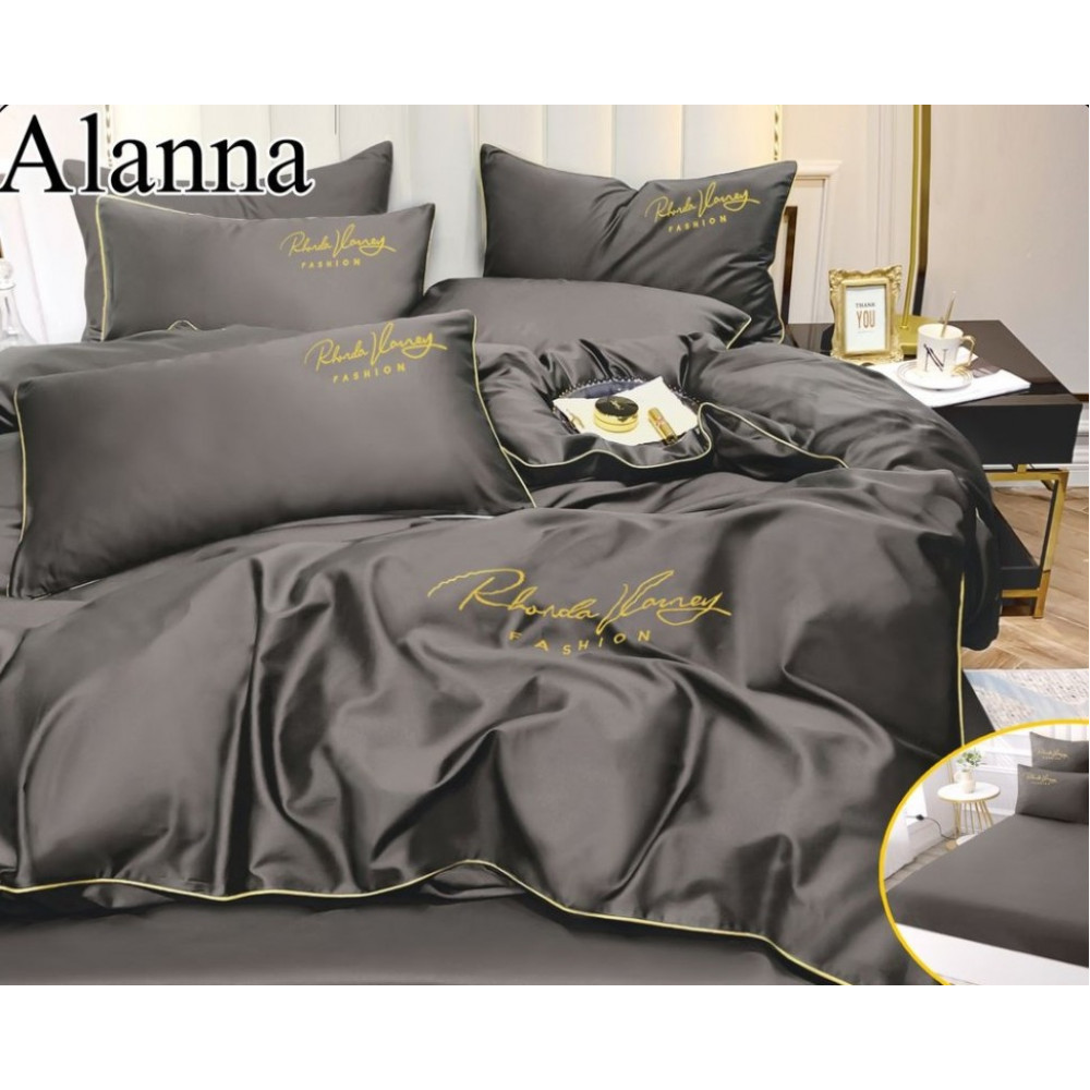 Комплект постельного белья Alanna Однотон с вышивкой на резинке по кругу ALAOVR07 Полутораспальный