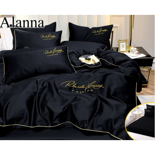 Комплект постельного белья Alanna Однотонный с вышивкой на резинке по кругу ALAOVR15 Двуспальный