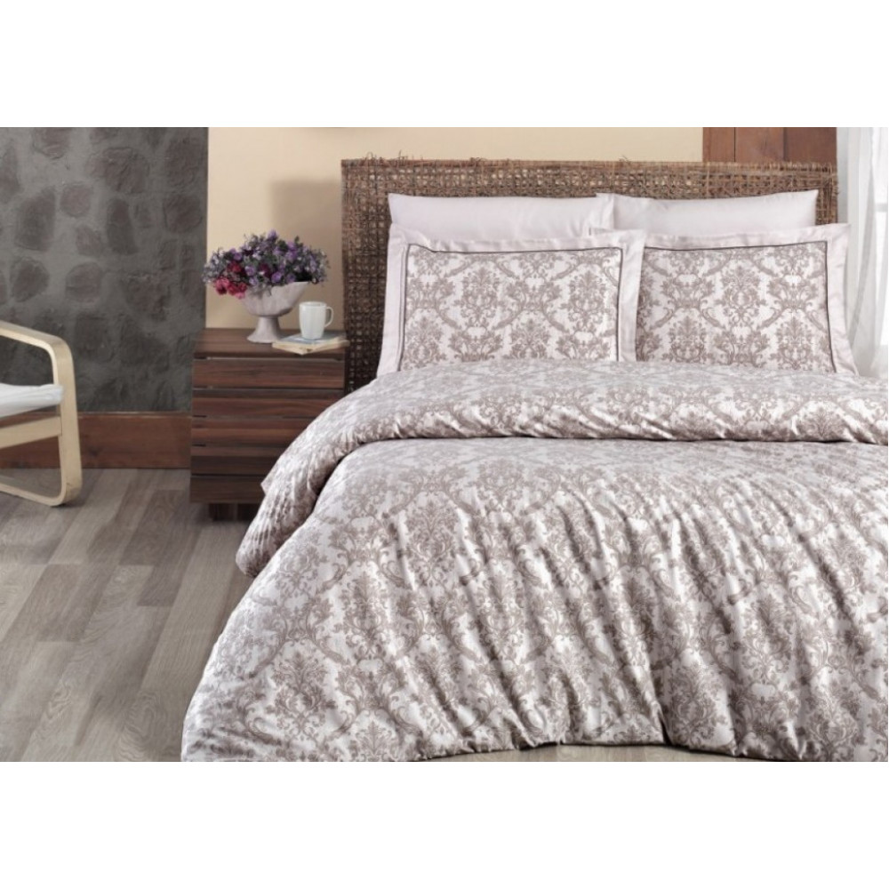 Комплект постельного белья First Choice Сатин Deluxe - Catra Sampanya AK01184 Евро